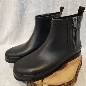 Madewell Black Ankle Rain Boots with Side Zip